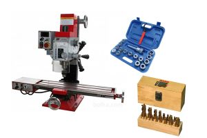 Fraiseuse Holzmann BF25VLN Auto, 20 fraises hélicoïdales + coffret mandrin à pince ER CM3 inclus 