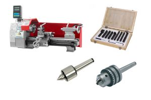 Tour à métaux électronique Holzmann ED400FD Digital , jeu de 9 outils, mandrin et pointe tournante inclus 