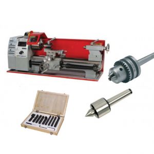 Tour à métaux électronique Holzmann ED400FD jeu de 9 outils, pointe tournante, Mandrin inclus 